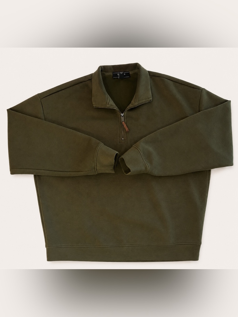 Forever 21 Olive Green Quarter-Zip Sweater
